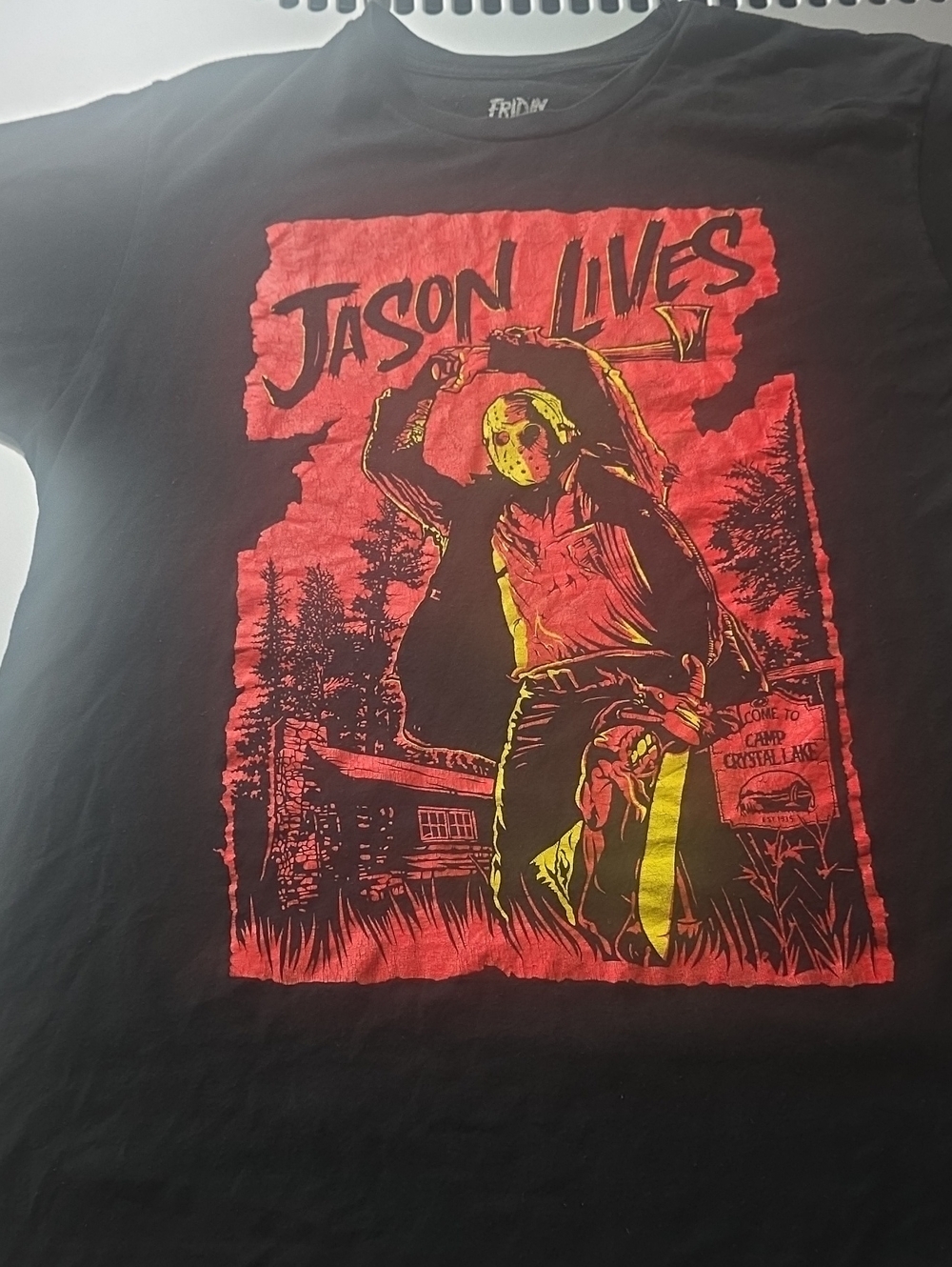 Black 'Jason Lives' Graphic Short-Sleeve Tee - Red & Yellow Print
